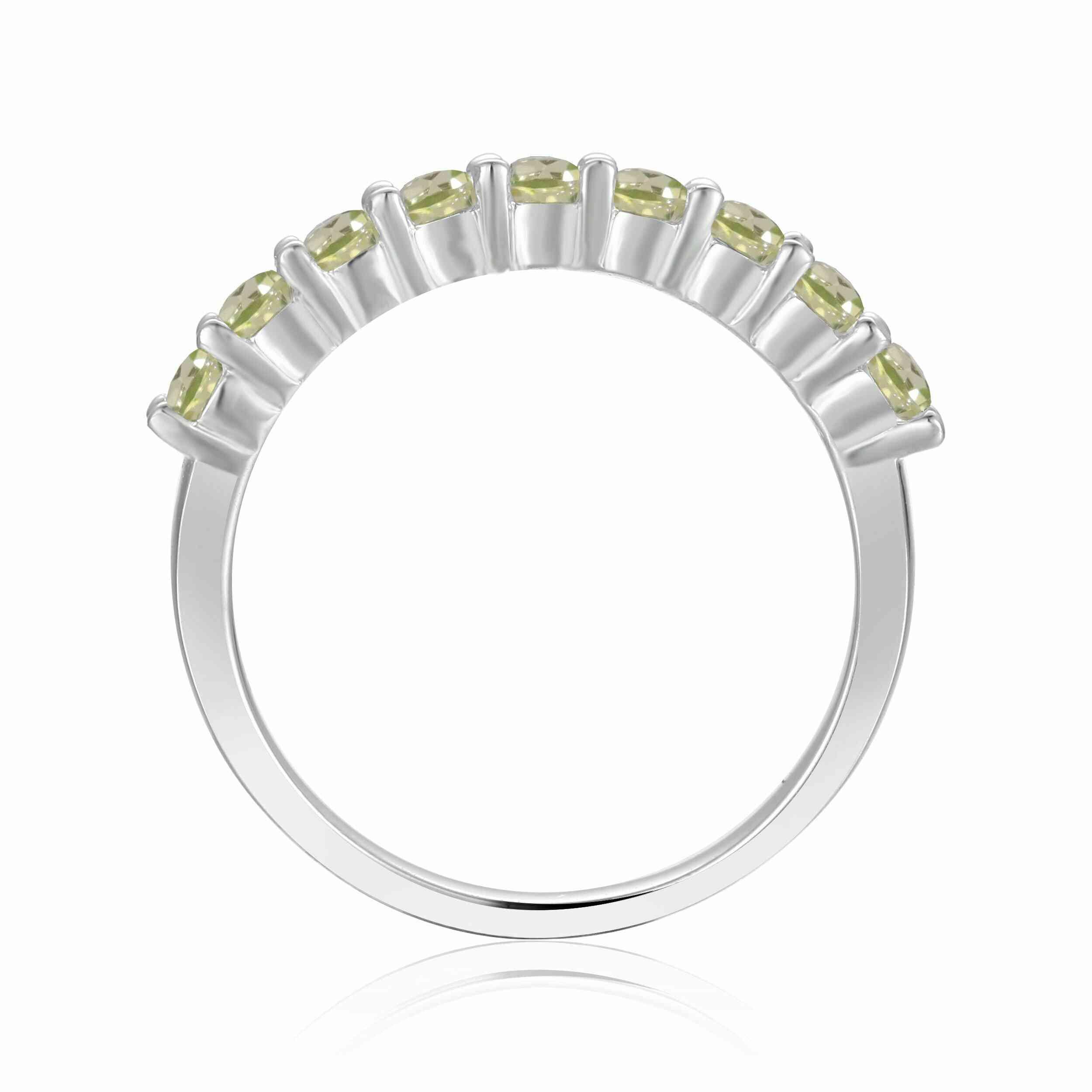 Peridot Half Eternity Ring - 14K Gold or Sterling Silver Stackable Band for Women | Perfect for Anniversary, Birthday Gift & Everyday Wear | Dainty Green Gemstone Jewelry for Special Occasions