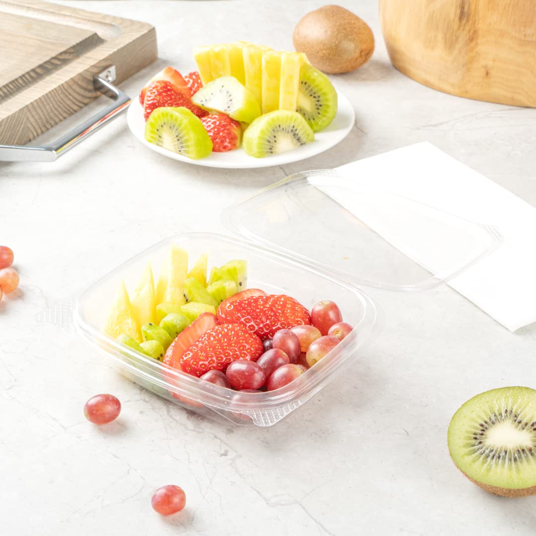 Restaurantware Thermo Tek 8oz Clear Plastic Clamshell Food Containers - 100 Pack Anti-Fog, Freezable, Disposable To-Go Containers for Takeout, Meal Prep & Leftovers | BPA-Free Rectangle Food Storage Containers