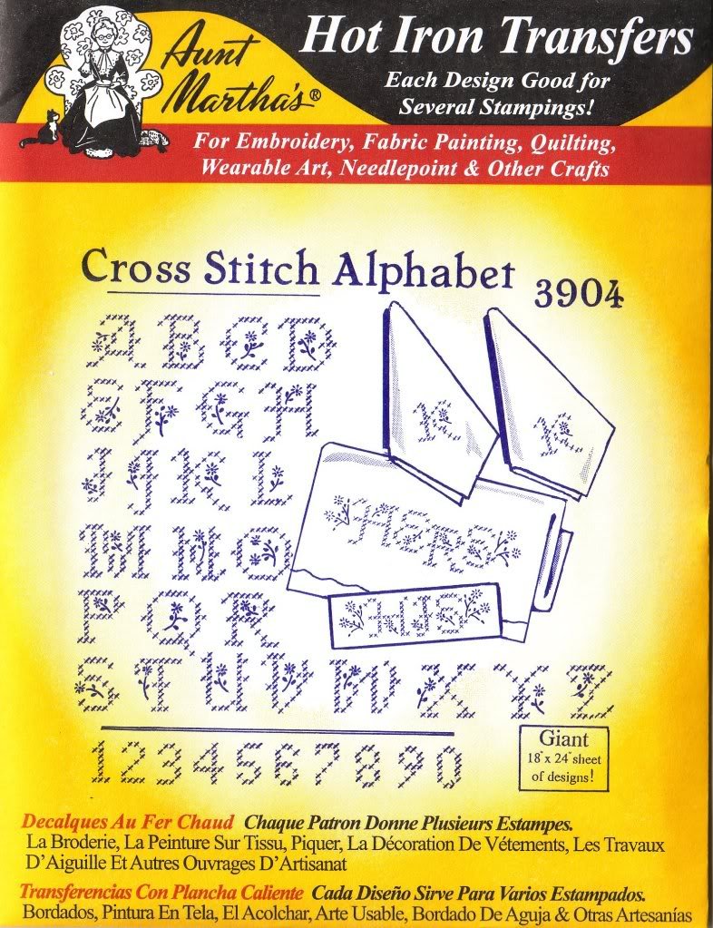 Aunt Martha's Cross Stitch Alphabet Hot Iron Embroidery Transfer Patterns - Perfect for DIY Home Decor, Gifts & Craft Projects
