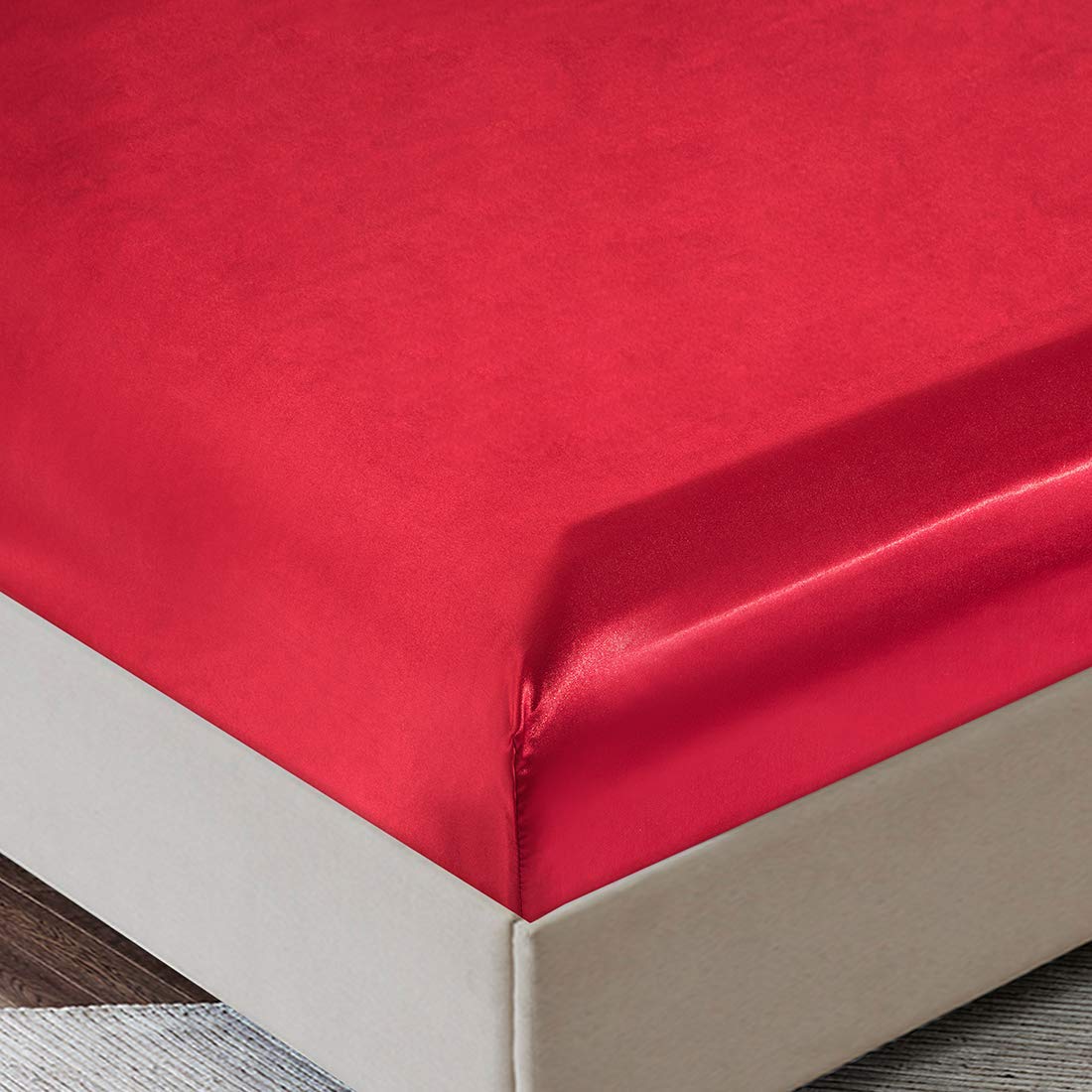 5Pcs Satin Split King Sheets Set - 100% Soft Satin with Deep Pockets (Fits Mattress Up to 18