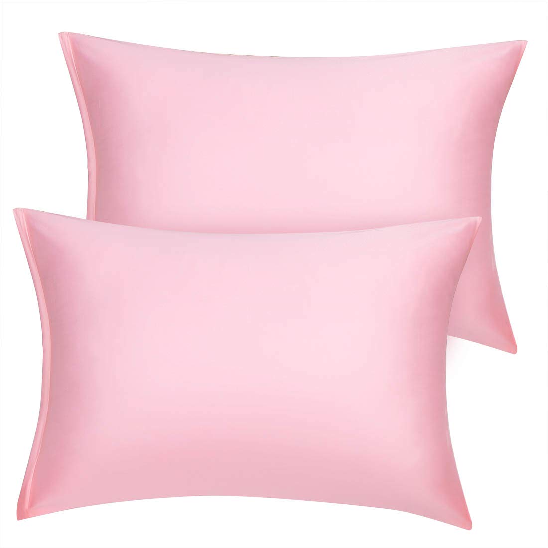 Luxury Satin Pillowcase Set of 2 with Zipper - 14x20 Inches Super Soft Silky Pillow Cover for Travel & Home - Blush Pink for Better Sleep & Hair Care