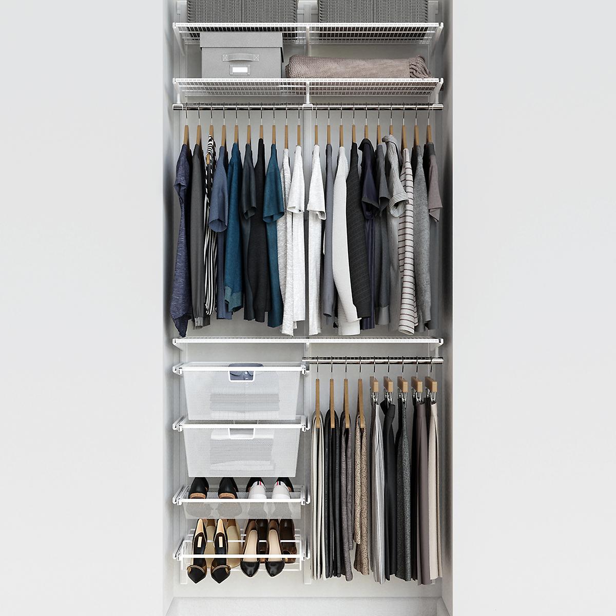 Elfa Mini Wardrobe 2 - 60cm Compact Closet Organizer with Shelves | Space-Saving Storage Solution for Small Rooms, Apartments & Dorm Rooms | Perfect for Bedroom, Closet & Entryway Organization