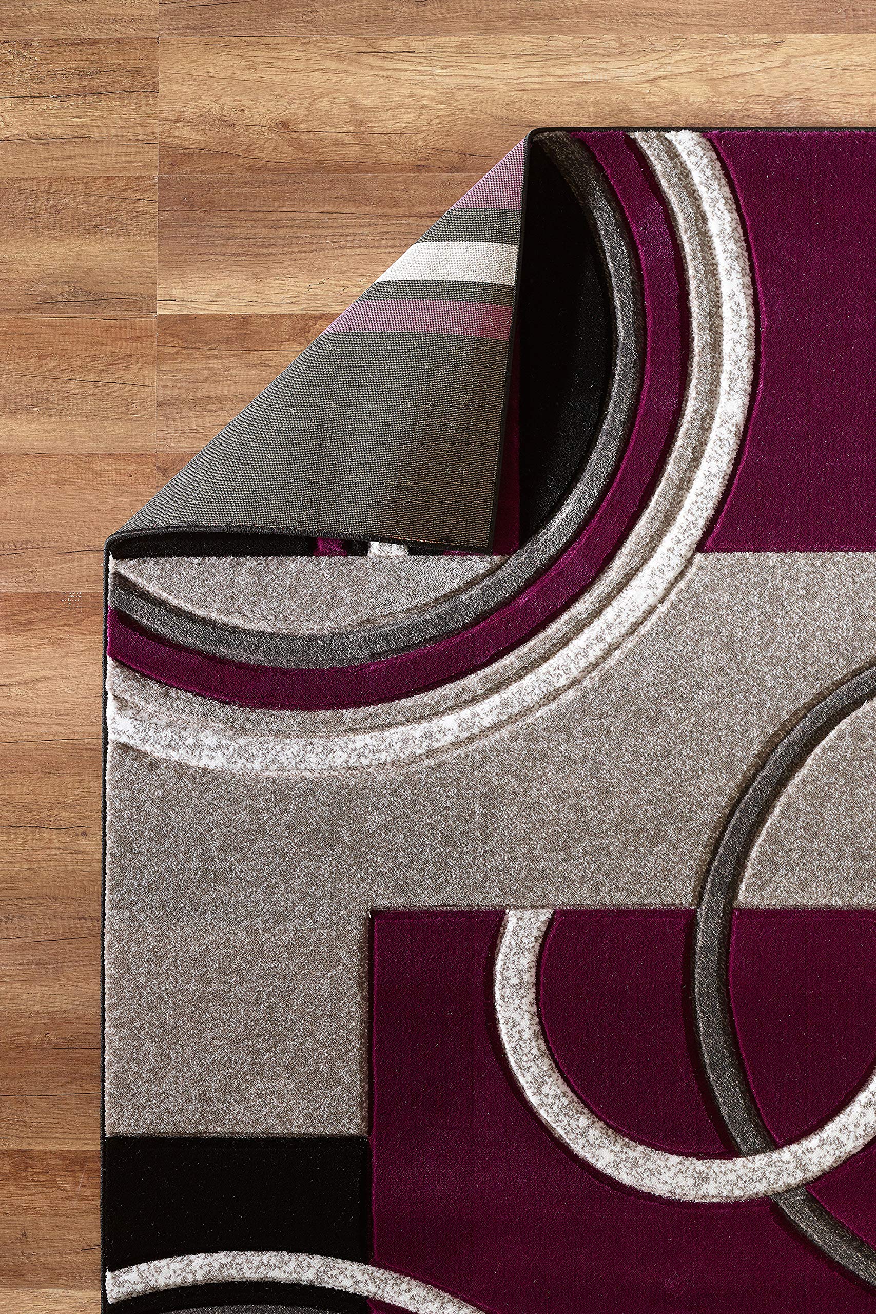 Premium Soft Hand Carved Modern Area Rug - 4x6 Fluffy Plush Carpet for Living Room, Dining Room & Bedroom - Contemporary Home Decor with Luxurious Texture (Purple) | Cozy Floor Covering for Family Gatherings & Relaxation