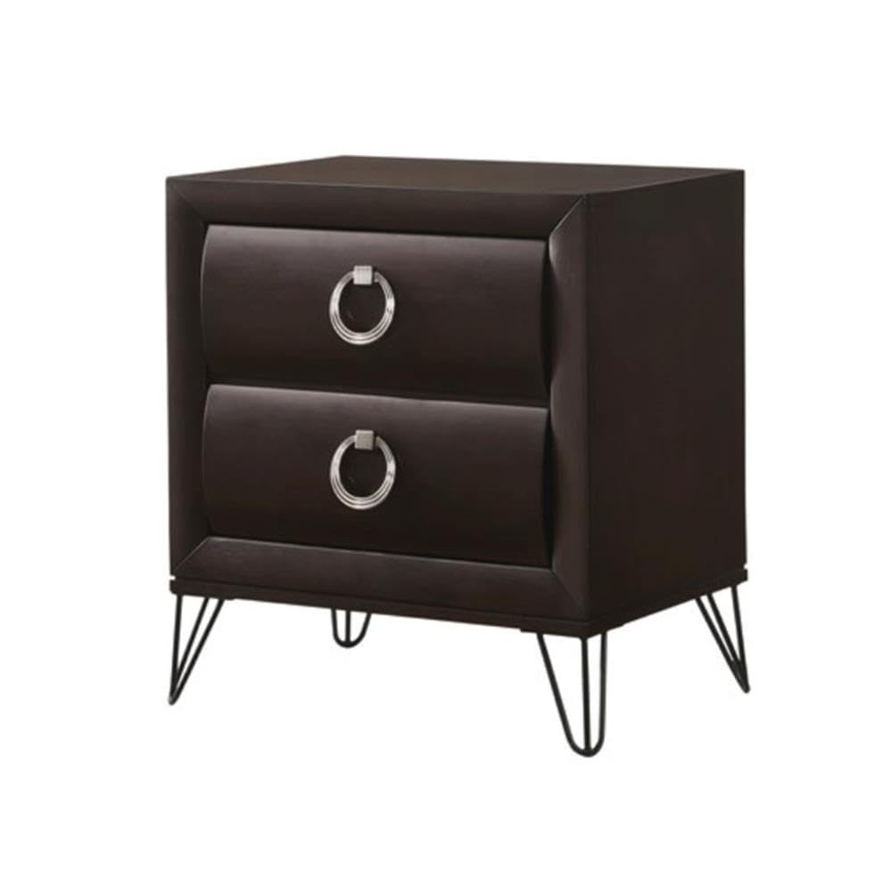 BOWERY HILL Transitional 2-Drawer Nightstand in Dark Merlot - Modern Bedside Table for Bedroom, Living Room & Guest Room - Solid Wood Nightstand with Storage Space