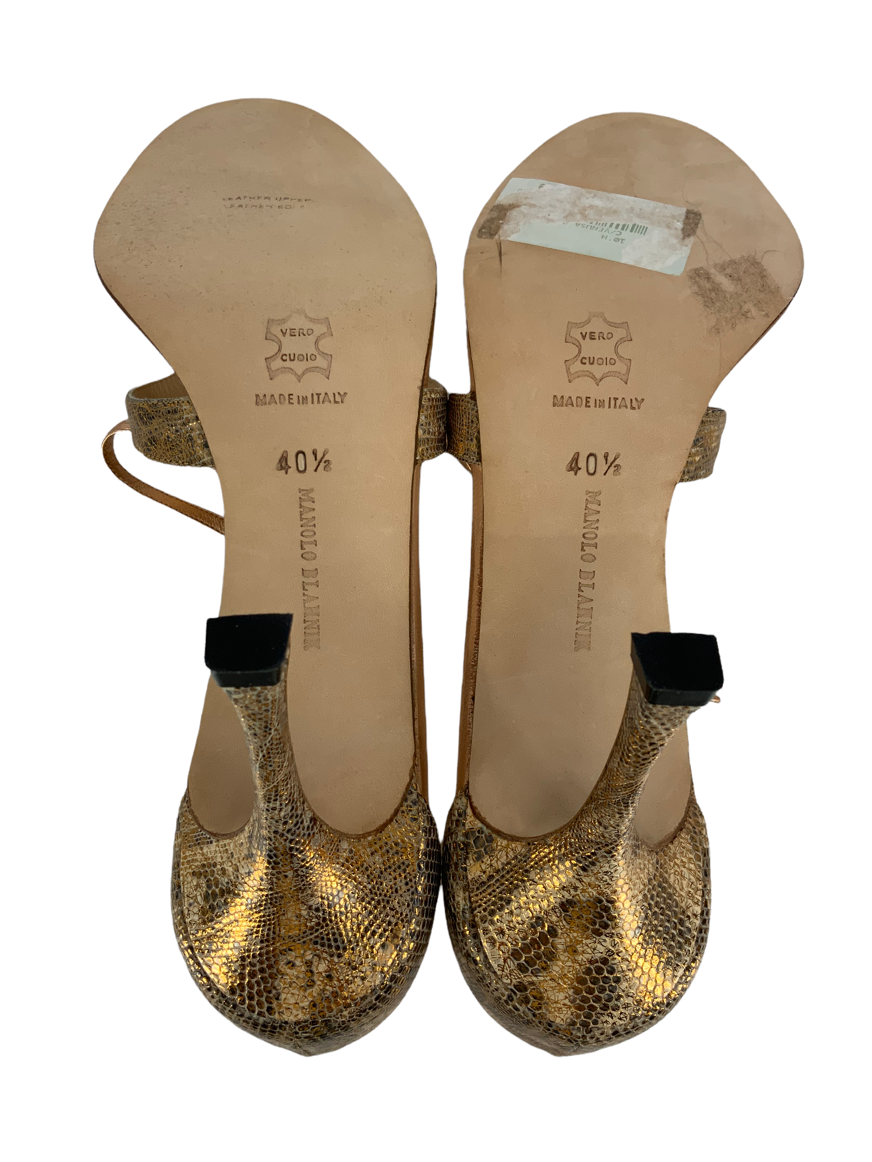 Manolo Blahnik Genuine Lizard Leather Strappy Heel Sandals - Women's Size 10.5 | Luxury Designer High Heels for Weddings, Parties & Special Occasions