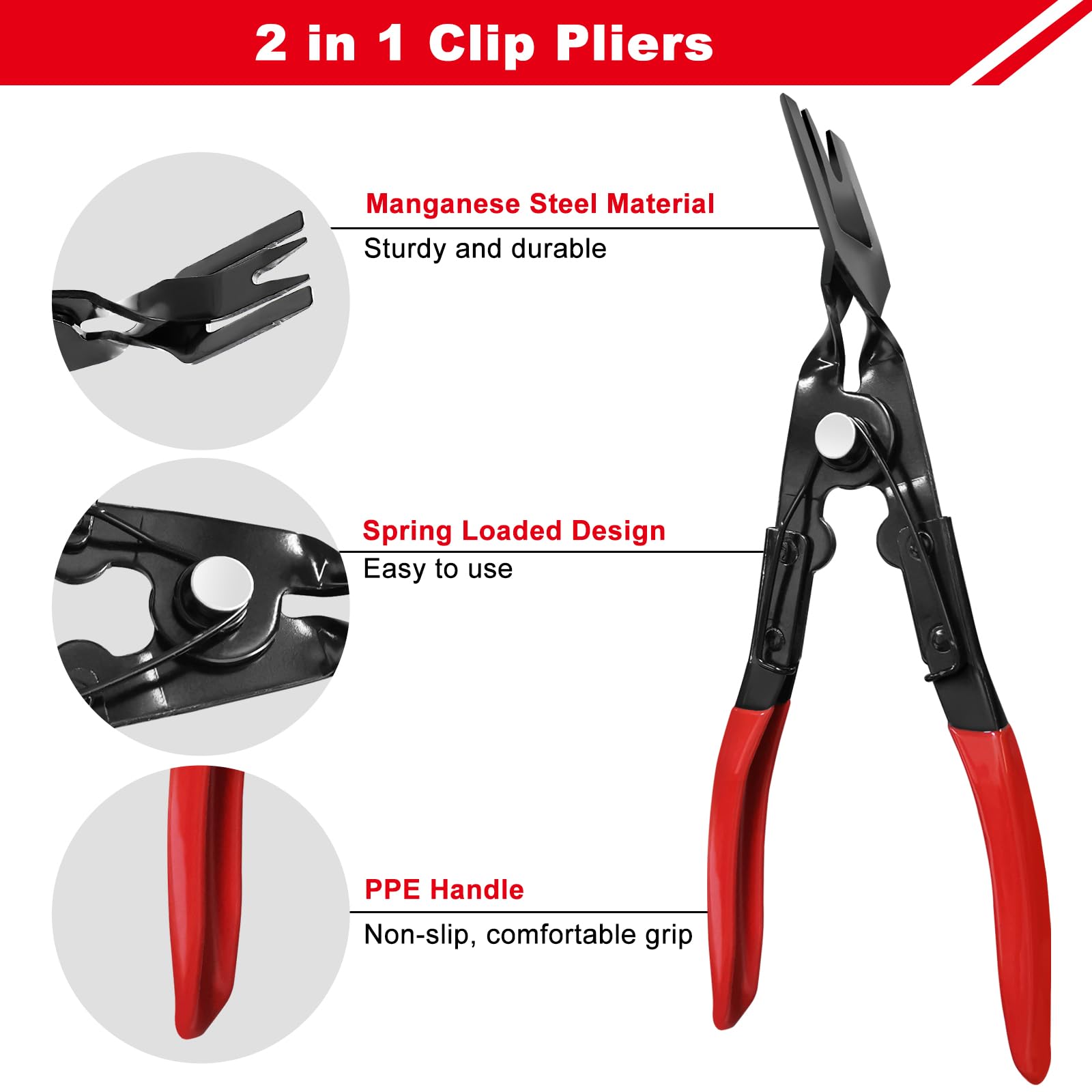 3 Pcs Clip Remover Tool Set - Auto Trim Fastener Removal Pliers & Pry Tools for Car Door Panel & Dashboard Repair | Professional Automotive Interior Clip Removal Kit for DIY Car Maintenance & Detailing