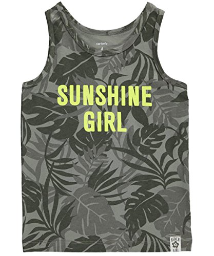 Carters Little Girls Sunshine Girl Tank Top - Olive Green, Size 5 | Soft Cotton Summer Top for Toddler Girls | Perfect for Playdates, Beach & Outdoor Activities