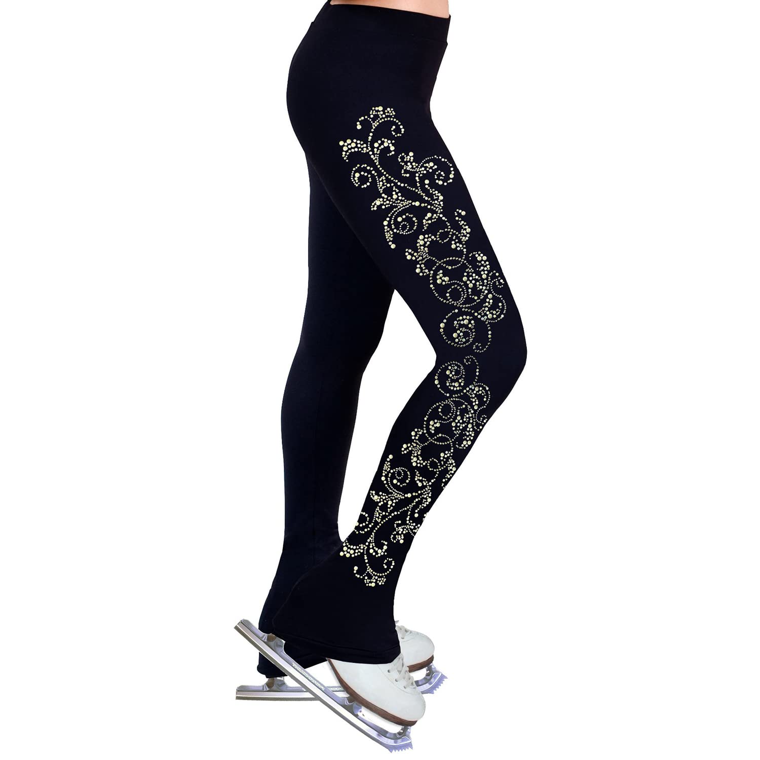 COYI Women's Fleece Ice Skating Pants - Warm Rhinestone Tights for Performance & Practice