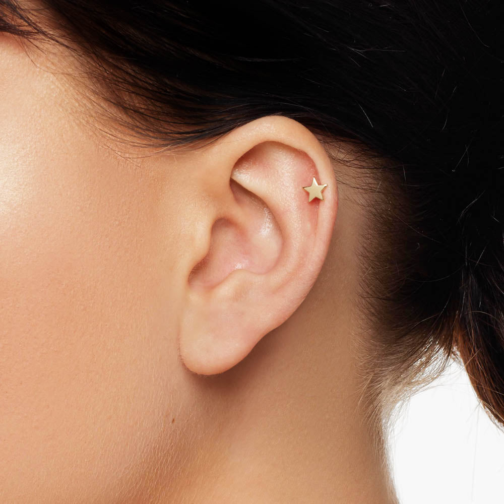 10k Gold Micro Star Helix Single Stud Earring - Dainty Cartilage Piercing Jewelry for Everyday Wear & Special Occasions
