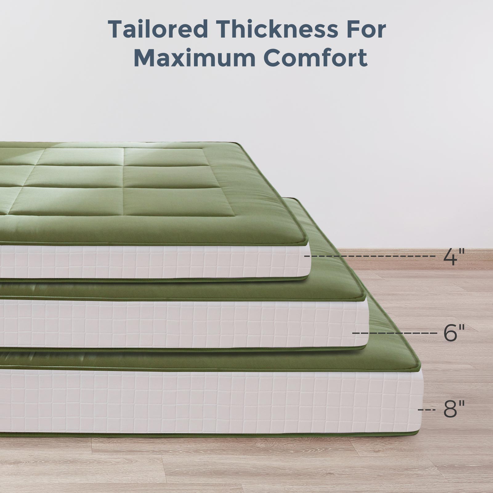 MAXYOYO 6-Inch Extra Thick Floor Futon Mattress - Green - Perfect for Guest Beds, Dorm Rooms & Small Space Living