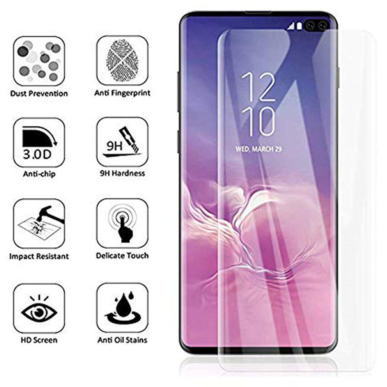 Nuglas Tempered Glass Screen Protector for Samsung Galaxy S10 - 9H Hardness, HD Clear, Anti-Scratch, Bubble-Free - Perfect for Everyday Use, Gaming, and Work