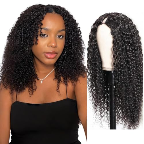Curly V-part wig