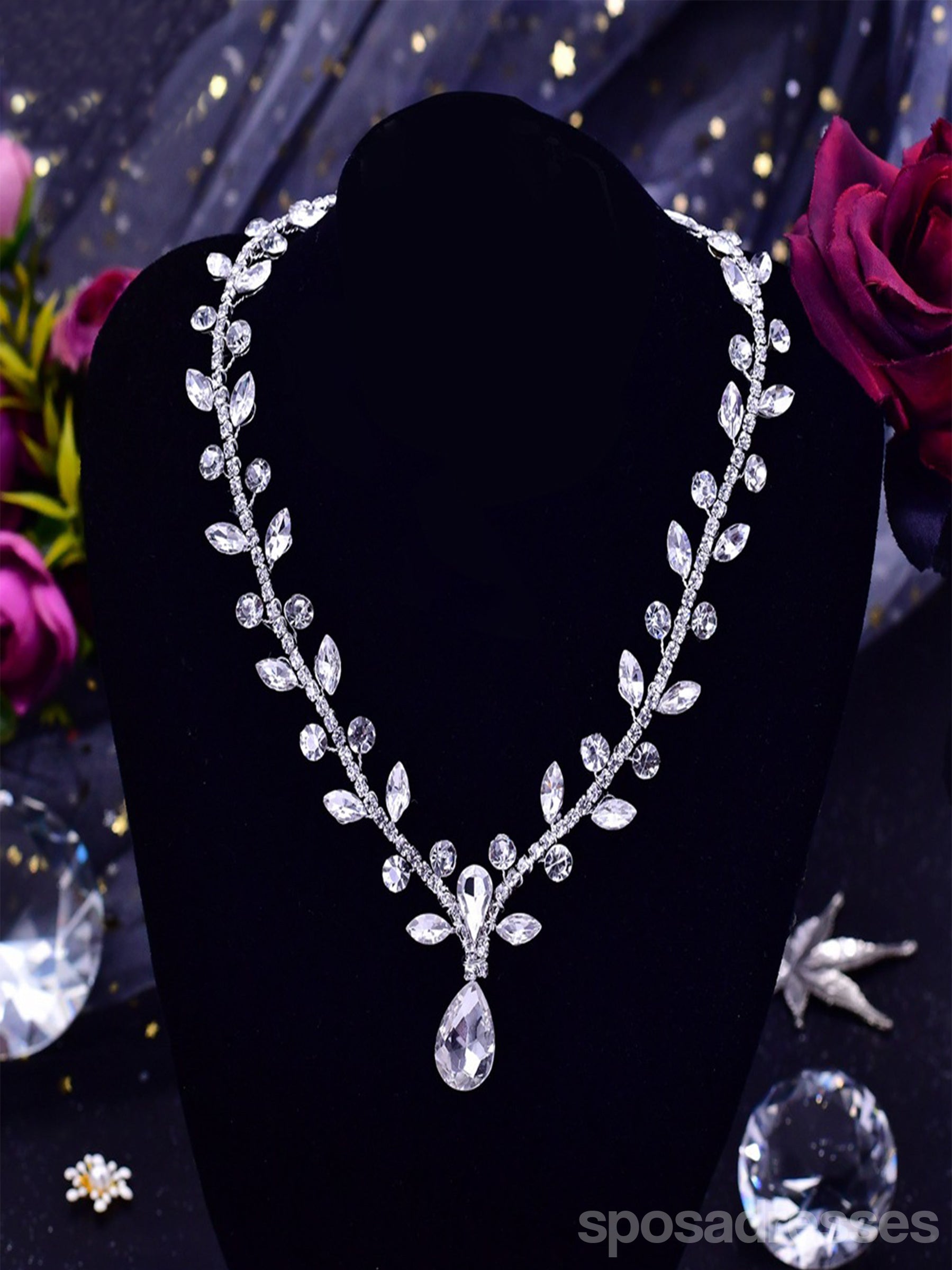 Elegant Beaded Luxury Necklace for Women - Wedding, Prom, Party Jewelry Accessory | Perfect for Bridal, Formal Events & Special Occasions