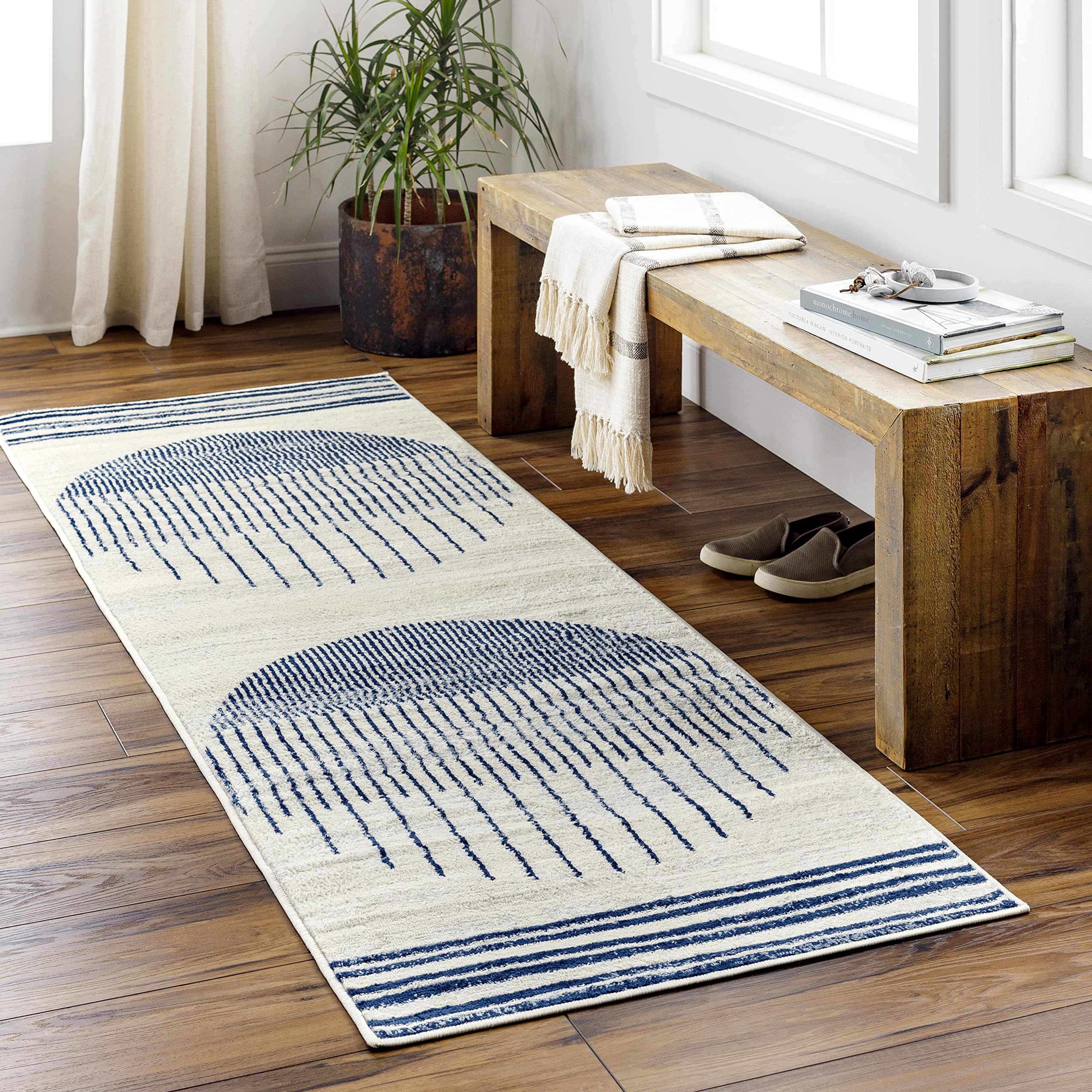 Mark&Day 5x7 Modern Navy Blue Area Rug - Soft Non-Slip Living Room, Bedroom & Kitchen Rug in Blue Grey Beige | Perfect for Home Decor, Cozy Spaces & High Traffic Areas (5'3