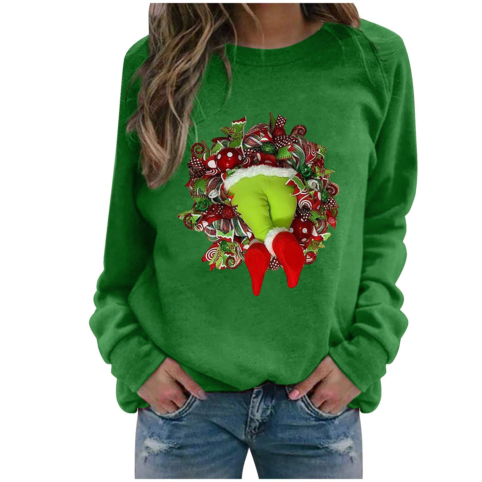 Franterd Women's Plus Size Merry Christmas Graphic Tee - Casual Long Sleeve Holiday Shirt with Festive Print - Perfect for Xmas Parties, Family Gatherings & Winter Office Wear