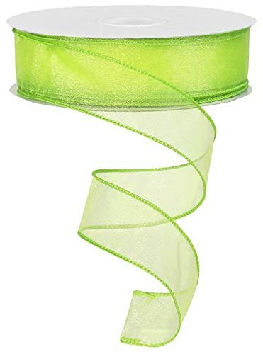 Sheer Wired Organza Ribbon 150ft - Apple Green for Gift Wrapping & Crafts