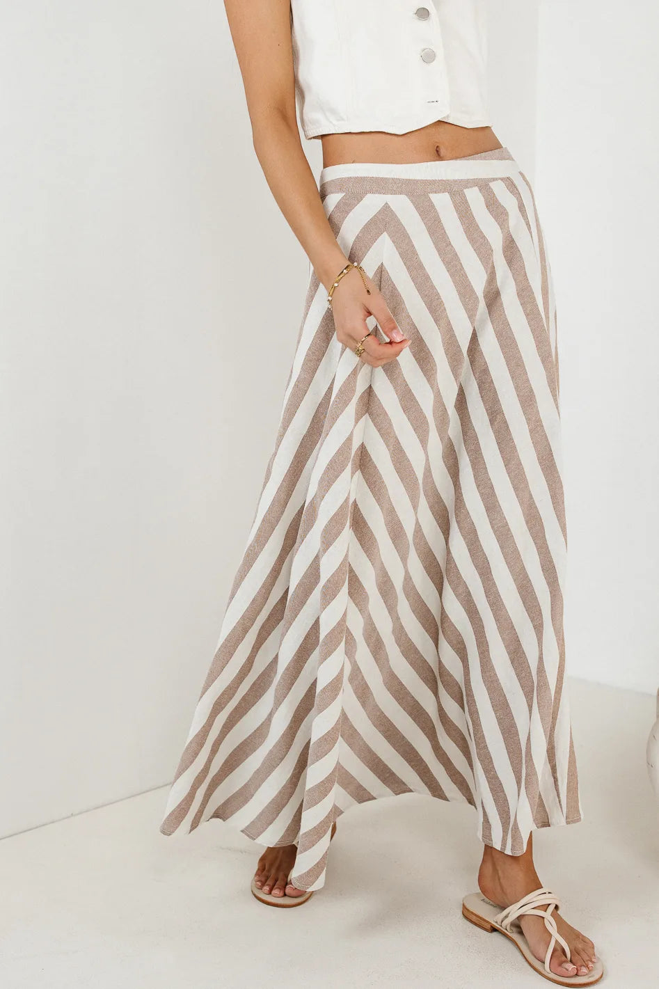 Meggy Striped Maxi Skirt - Women's Flowy Long Skirt with Elastic Waist | Perfect for Summer, Beach Vacations & Boho Outfits