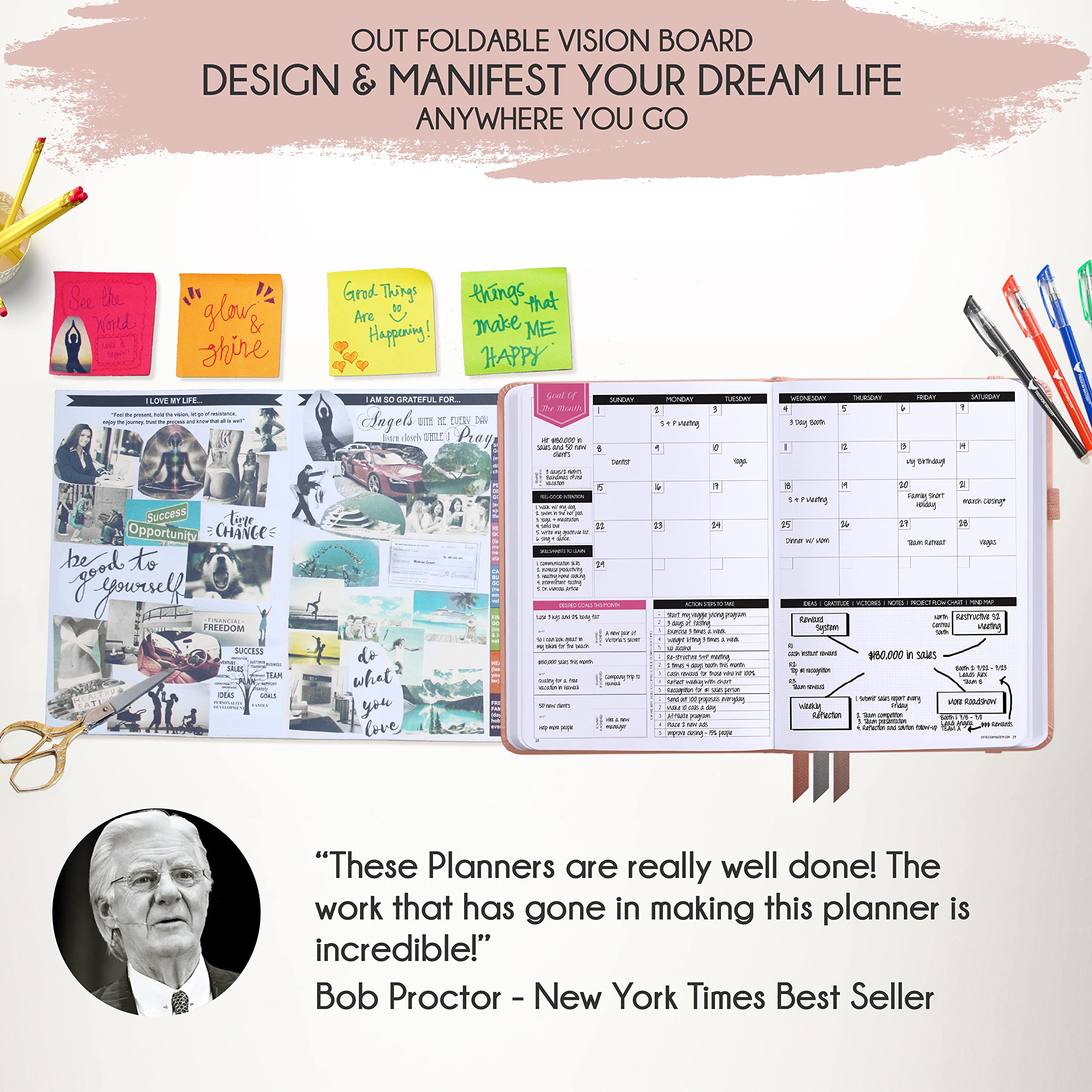 Law of Attraction Planner 2025 – Undated Productivity Planner with Hourly, Weekly & Monthly Goal Tracking | 12-Month Life Organizer, Gratitude Journal | Includes Vision Board, Gift Box & Stickers | Perfect for Manifestation, Self-Care & Personal Growth