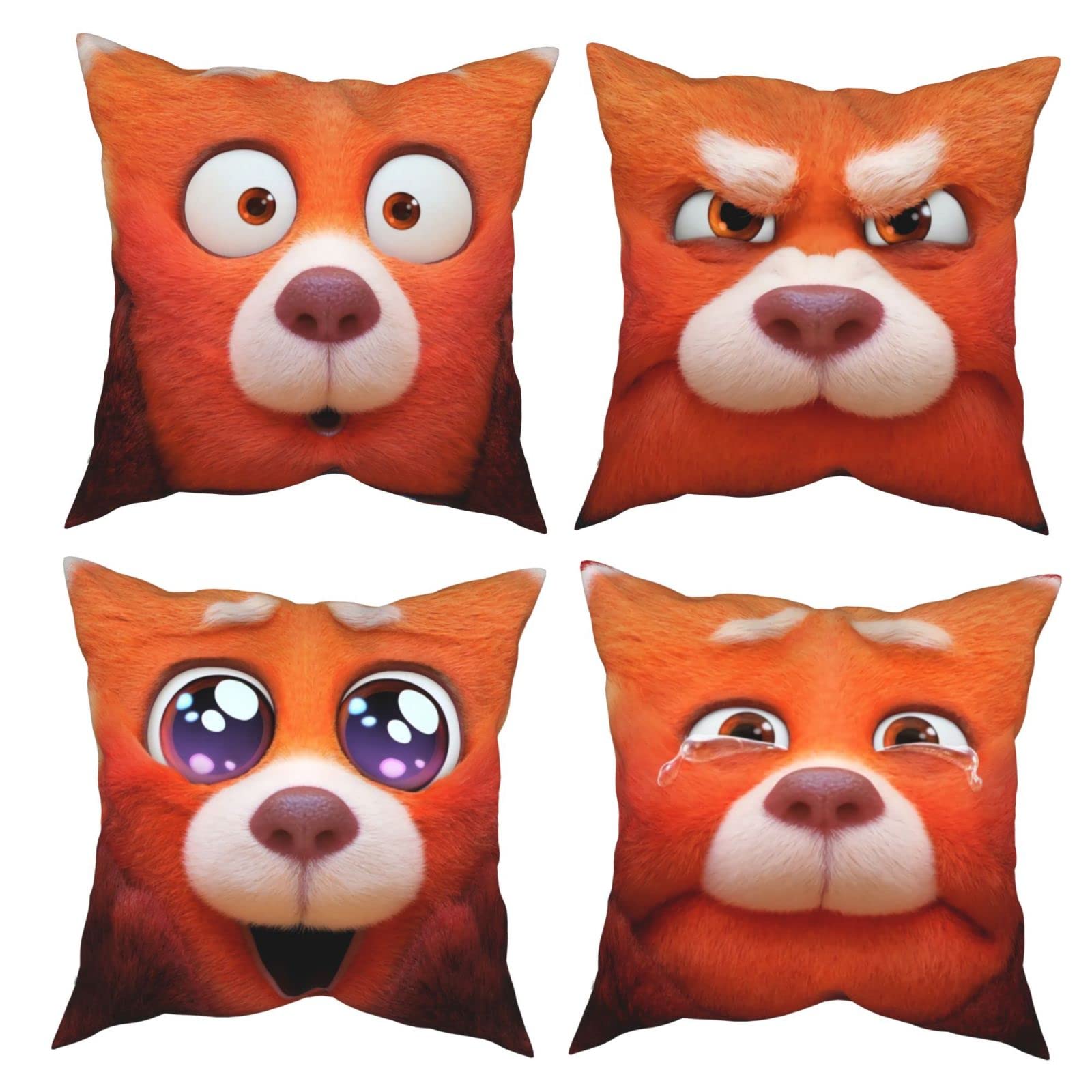 TUURMNG Anime Throw Pillow Covers 18x18 Inch 4-Pack - Red & Black Japanese Anime Decorative Pillow Cases for Sofa, Bed, Dorm Room Decor