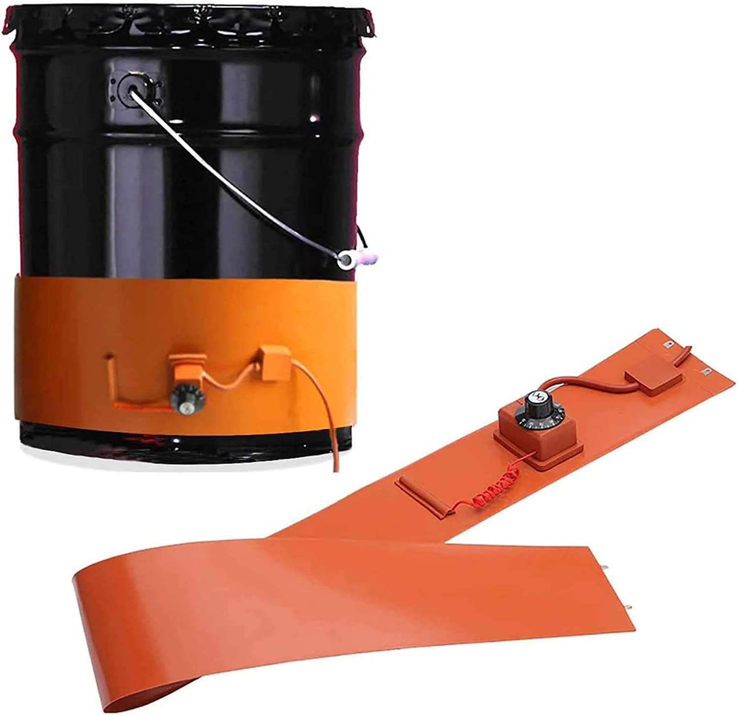 Heavy Duty Metal Drum Heater with Adjustable Thermostat (30-150°C) - Silicon Oil Barrel Heating Belt for Gas Tanks, Honey Pails & Industrial Drums - 86x20cm (34x8in) - Perfect for Winter Storage, Viscosity Control & Process Heating