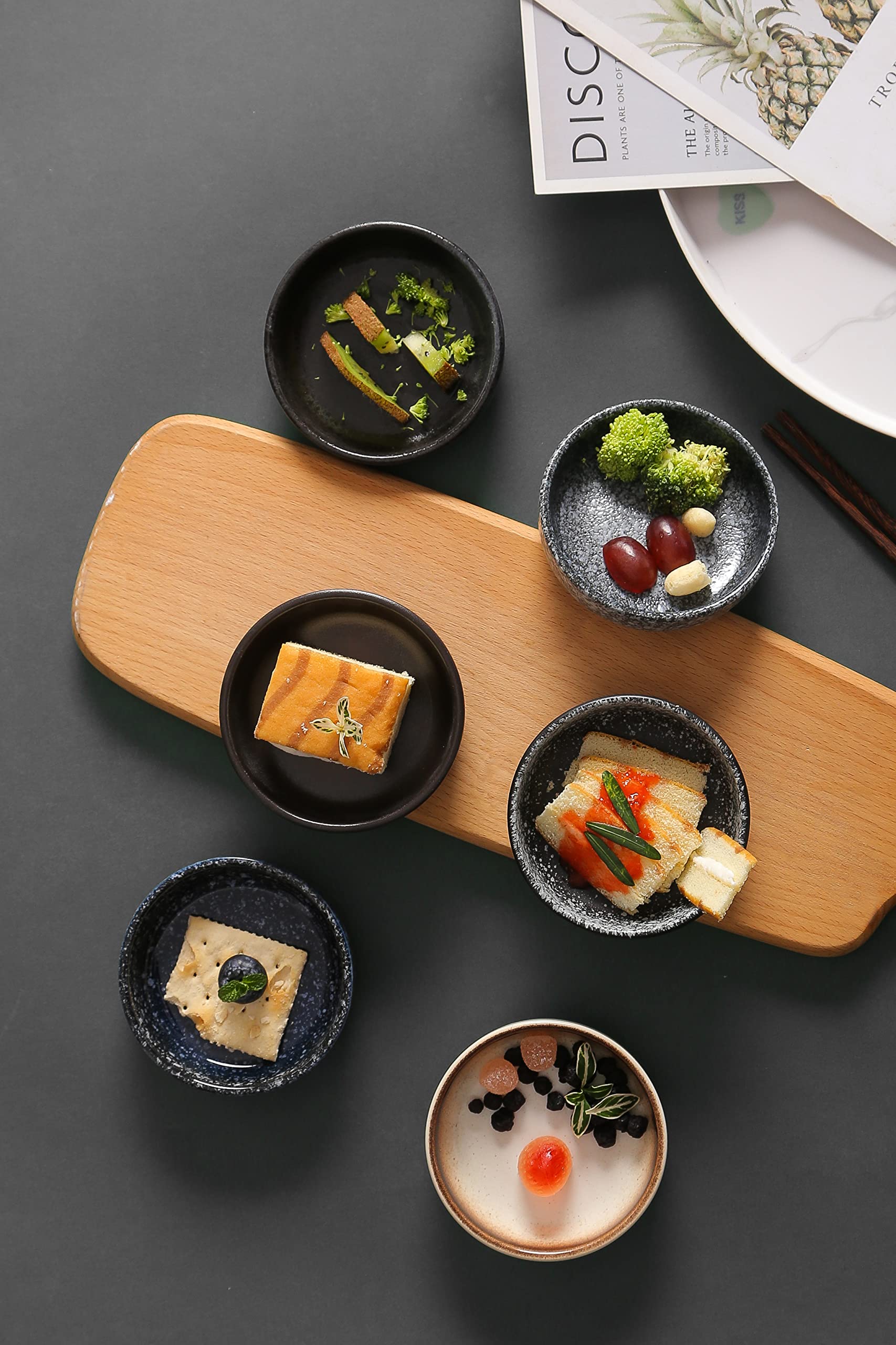 3.5 Inch Japanese Style Classic Porcelain Side Dish Bowls - 6 Pack Soy Sauce Dipping Bowls for Sushi, Dumplings & Asian Cuisine - Elegant Small Condiment Dishes for Home Dining & Restaurants