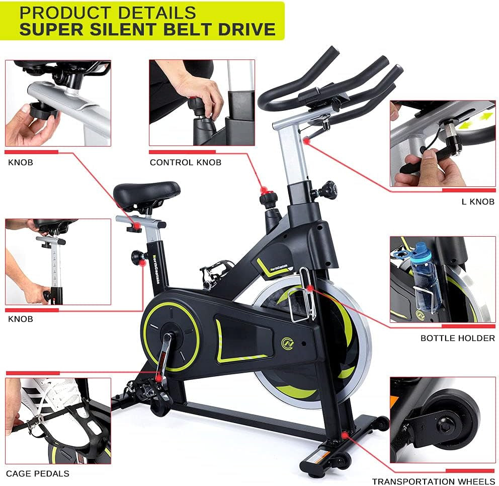 Premium Magnetic Resistance Indoor Cycling Bike - Stationary Exercise Bike with Adjustable Seat Cushion & iPad Mount | Home Gym Equipment for Cardio & Weight Loss Workouts