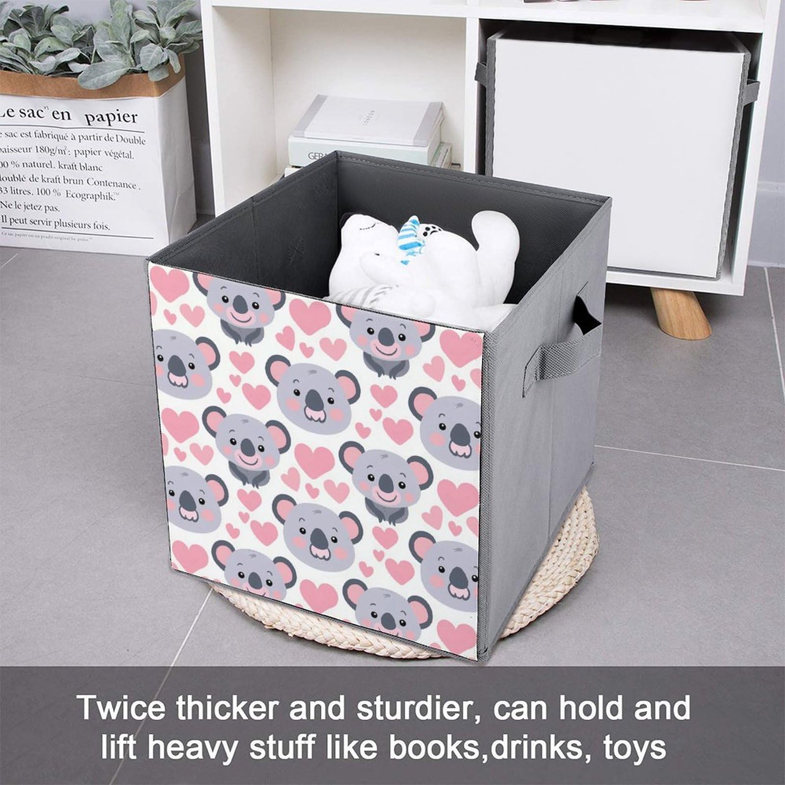 Cute Koala Storage Bins with Handles - Foldable Organizer for Home & Office