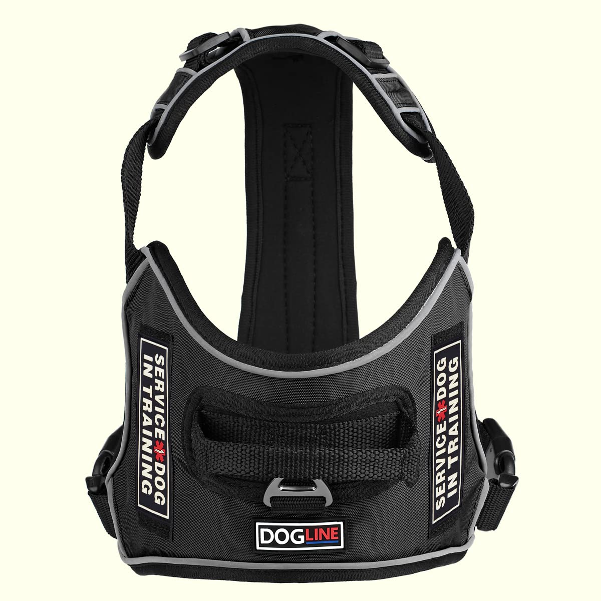 No-Pull Dog Harness with Reflective Vest & Quick Release Buckles - 3D Rubber Service Dog Patches, Adjustable 32-40 Inch for Training - Durable Black Hardware with Handle - Perfect for Walking, Running & Outdoor Adventures