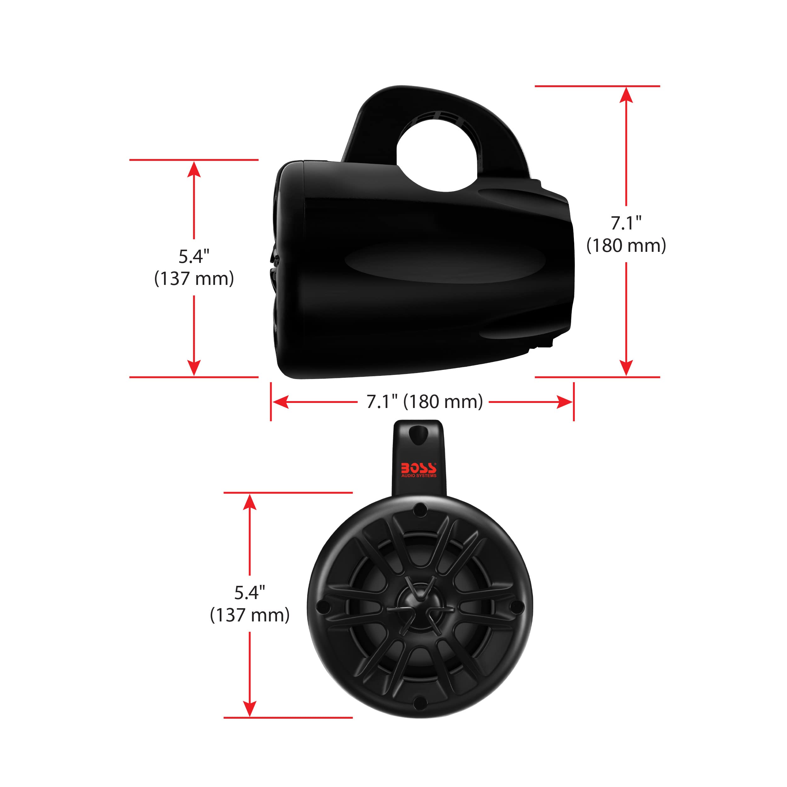 BOSS Audio Systems MRWT40 4-Inch Marine & ATV/UTV Weatherproof Waketower Speakers - IPX5 Rated, Full Range 2-Way Stereo with Tweeters (Sold in Pairs) | Perfect for Boats, Wakeboard Towers, and Off-Road Vehicles