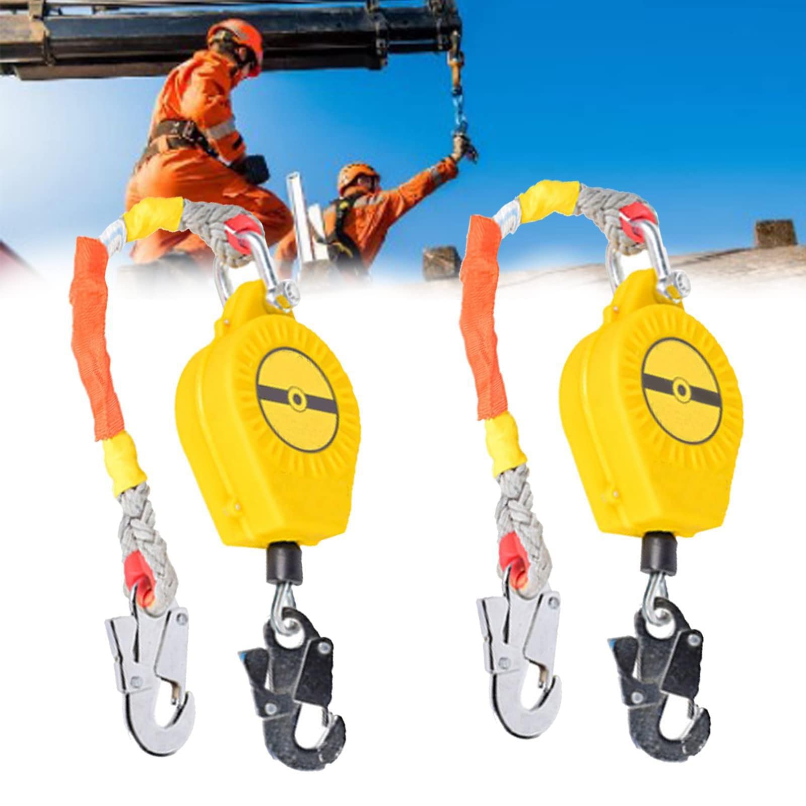 2-Piece Fall Arrest Safety Harness Kit with Wire Rope - 150kg Load Capacity for Construction Tripod & Roof Work | Portable Safety Device for Roofing, Climbing & Construction Sites