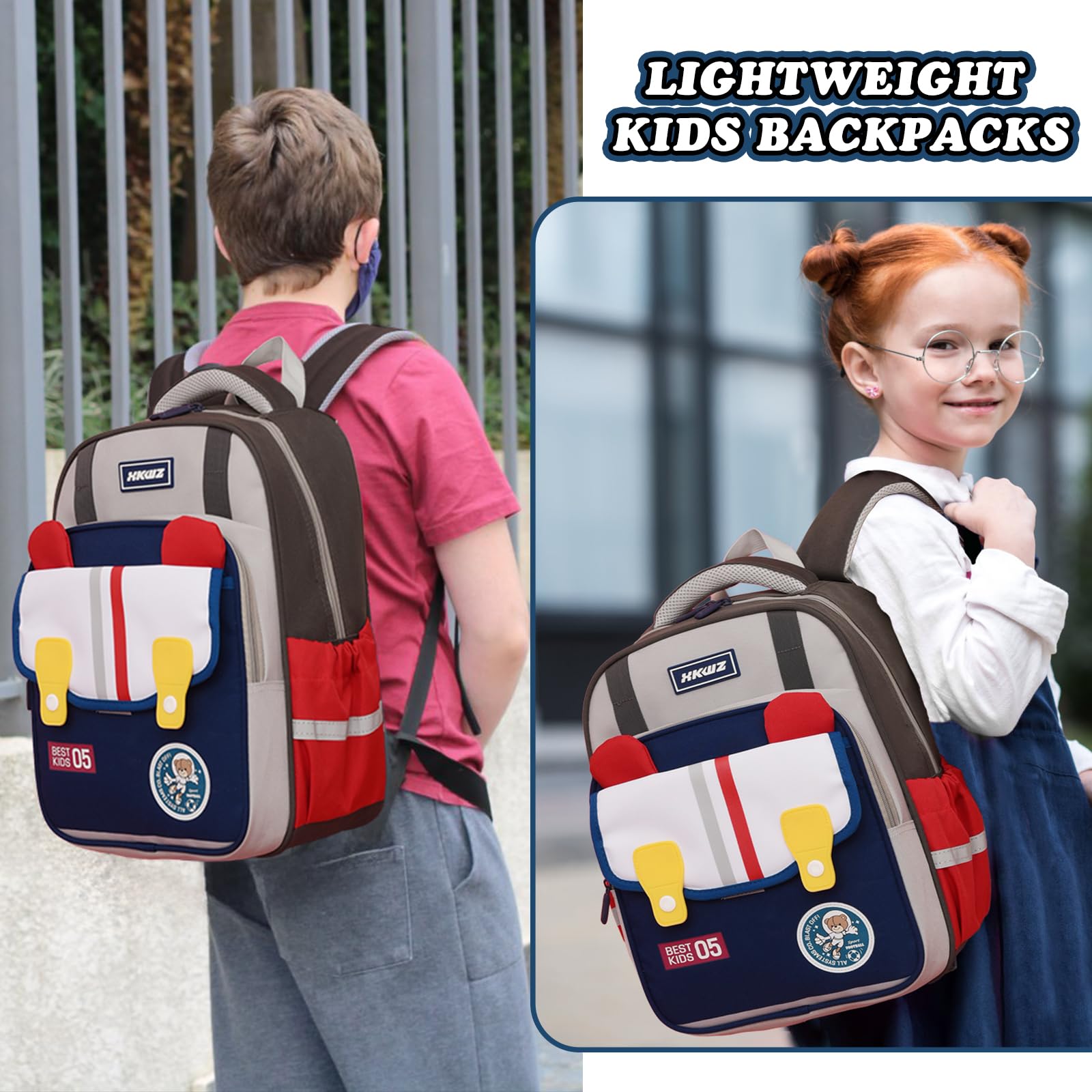 Digi4U Lightweight Kids Backpack for School - Durable Elementary Student Backpack for Boys & Girls, Water-Resistant Grey School Bag - Perfect for Daily Use, Travel & Outdoor Activities