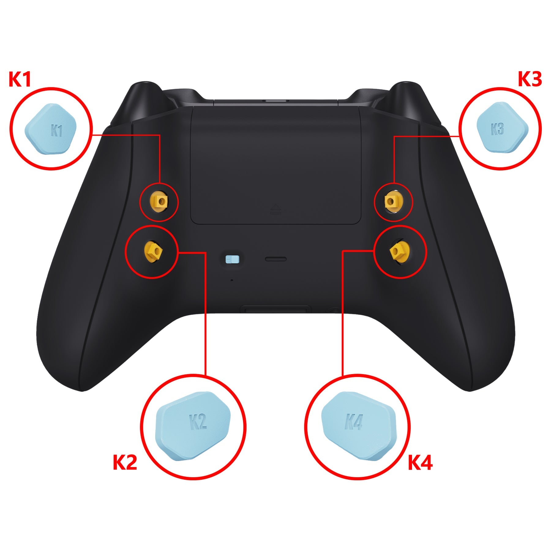 eXtremeRate Redesigned K1 K2 K3 K4 Back Buttons & Paddles with Toggle Switch - Compatible with Xbox Series X/S Controller (Heaven Blue) - Perfect for Gaming, Custom Controls & Competitive Play