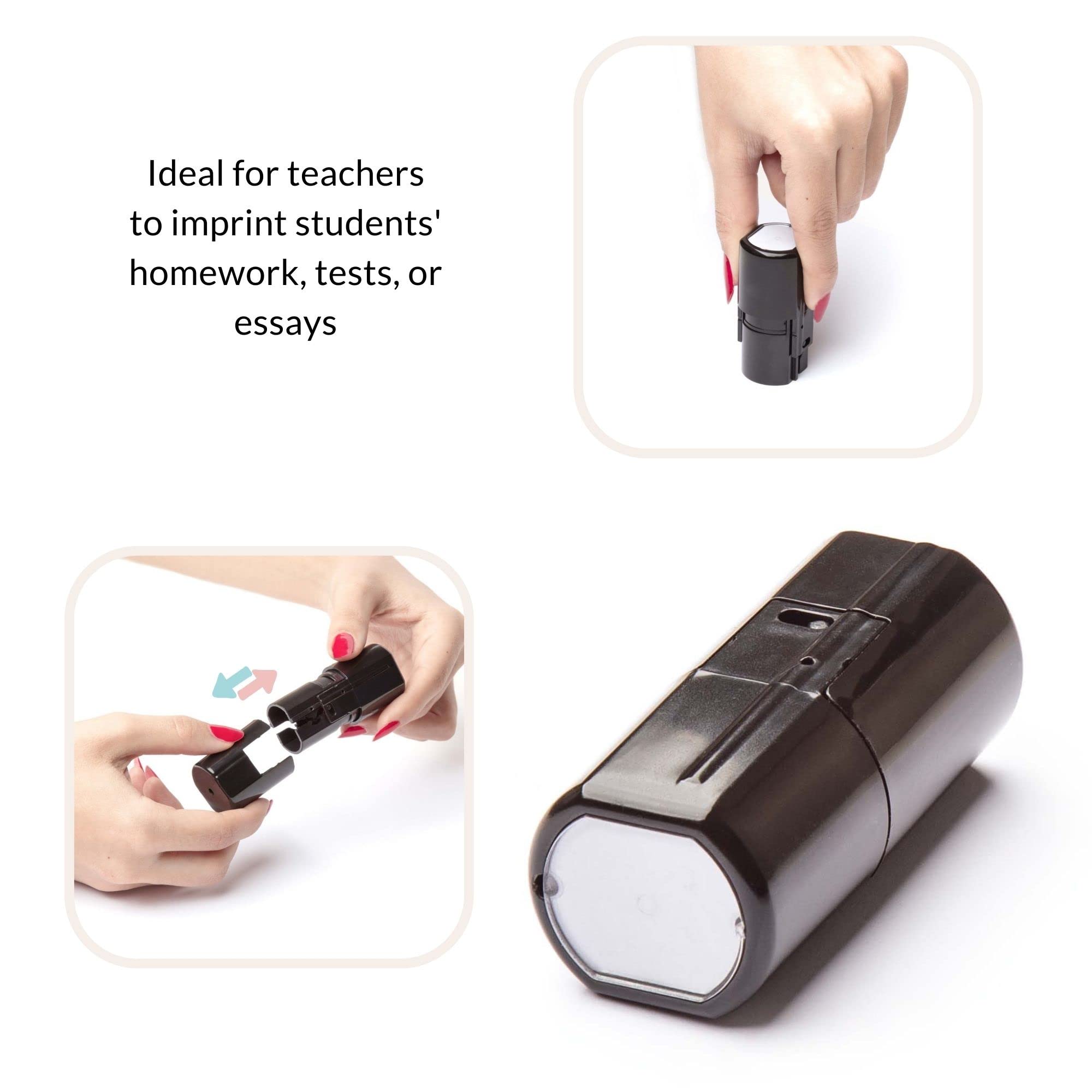 Self Inking Teacher Stamps with Heart Design - Customizable Classroom Stamps for Grading, Encouragement & Organization | Perfect for Homework, Crafts & Reward Systems