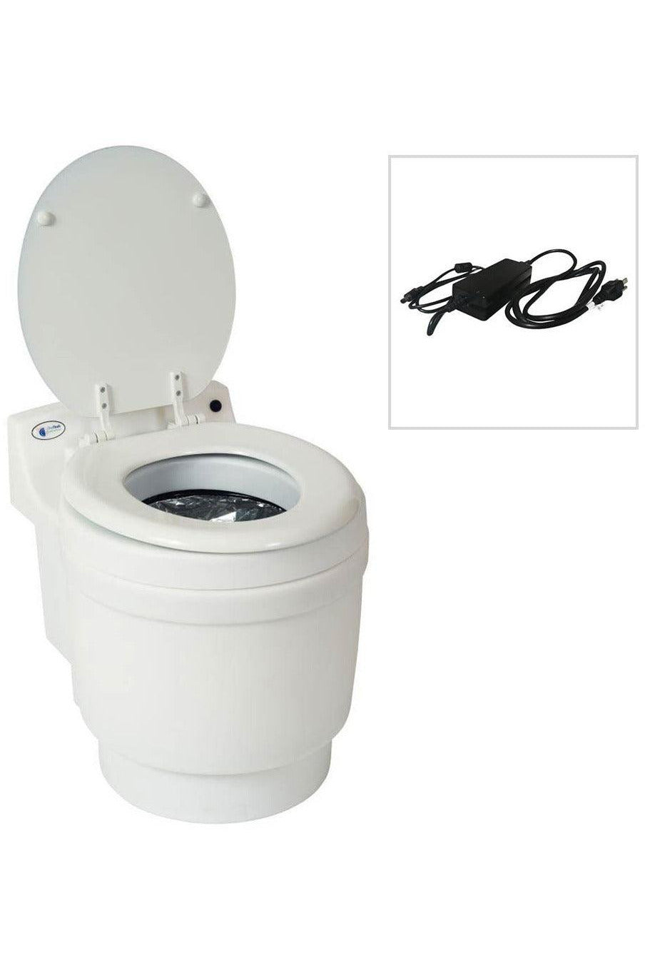 Laveo Dry Flush DF1045 Portable Toilet with AC Power Adapter - Compact & Odor-Free Travel Toilet for Camping, RV, Boating & Emergency Use