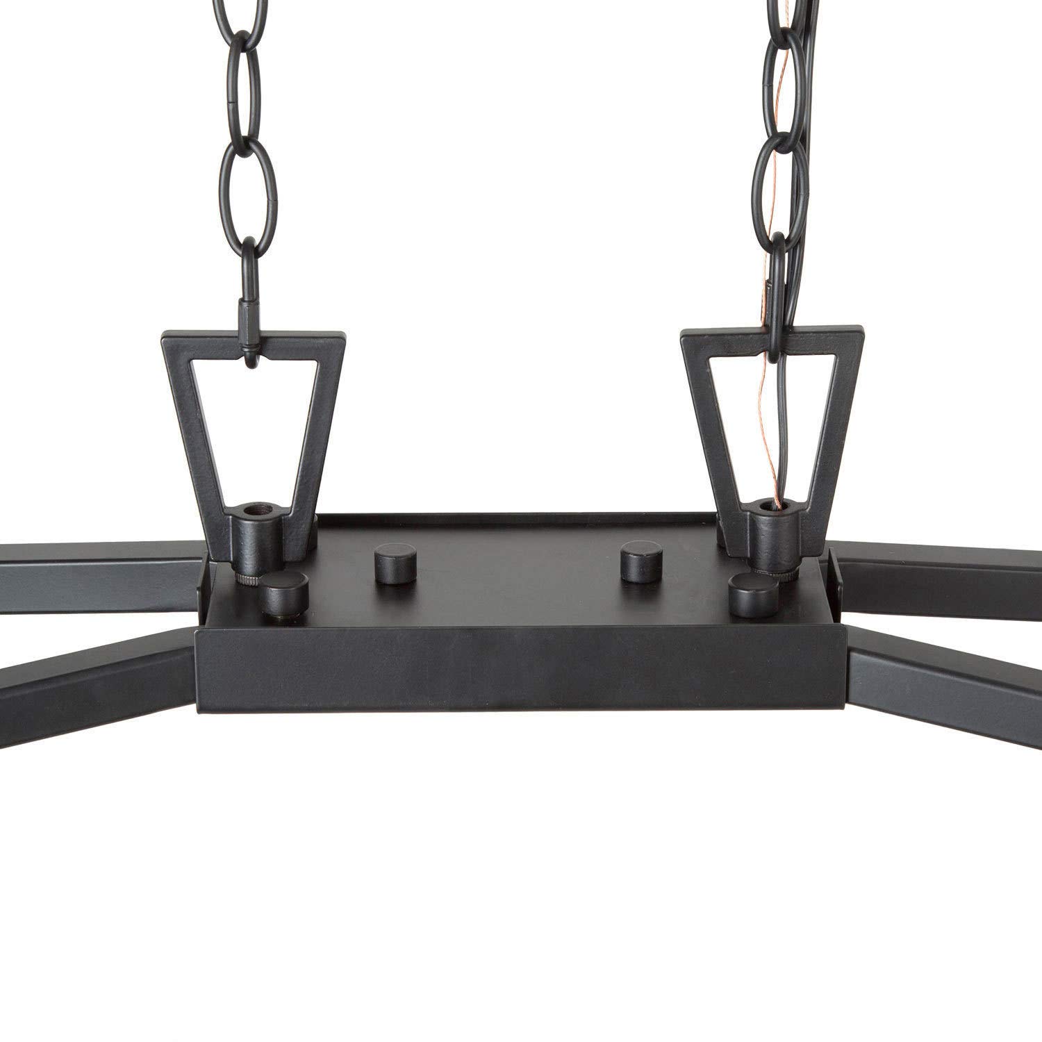Modern Black Wrought Iron Chandelier - Elegant Dining Room & Kitchen Island Lighting Fixture for Home Decor | Perfect for Farmhouse, Rustic or Contemporary Interior Design