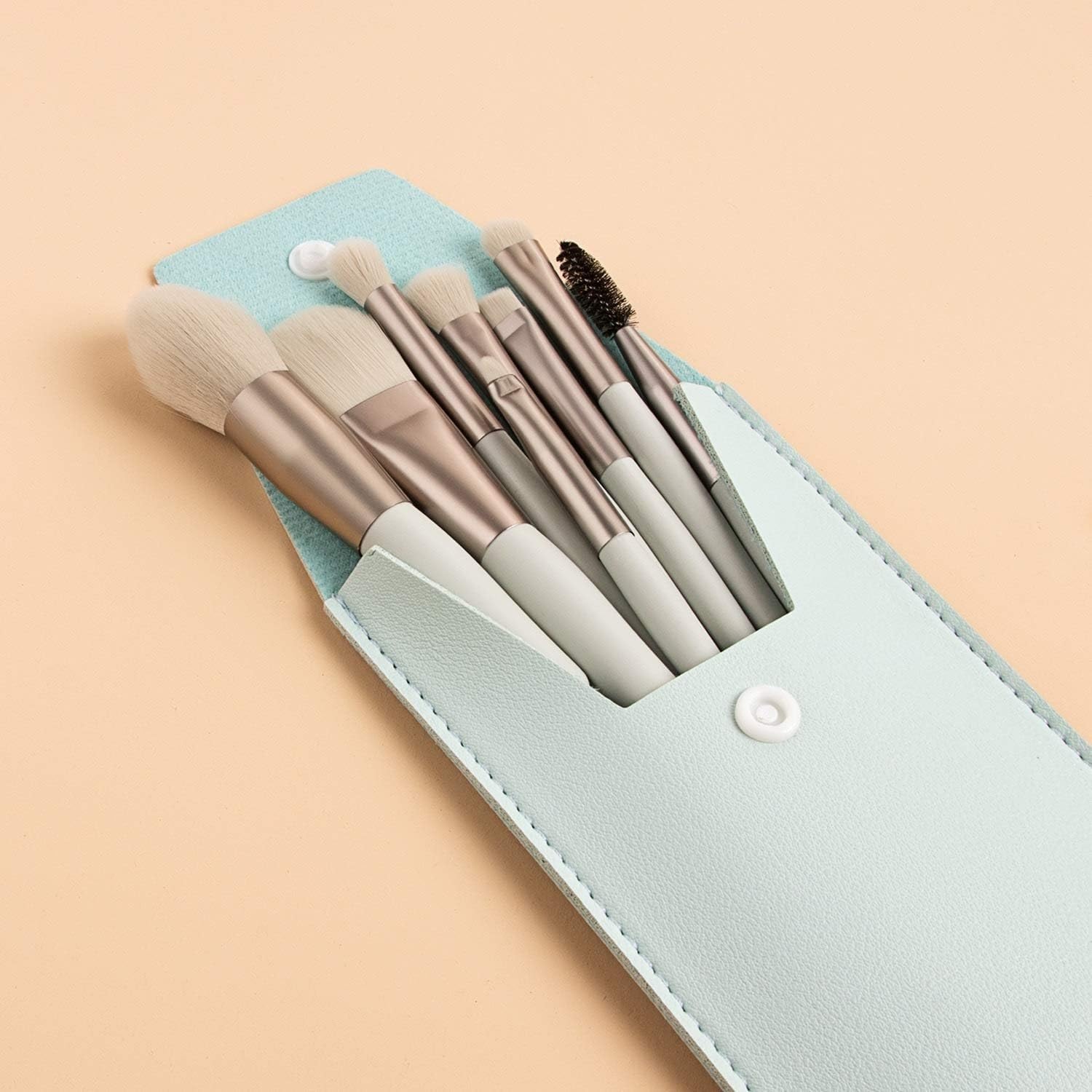 Beautiflame 8-Piece Makeup Brush Set with Sponge - Premium Synthetic Foundation, Powder, Blending, Concealer, Eyeshadow & Blush Brushes - Portable Cosmetic Kit with Organizer Bag (Sky Blue) - Perfect for Travel, Professional Makeup & Everyday Beauty Routine