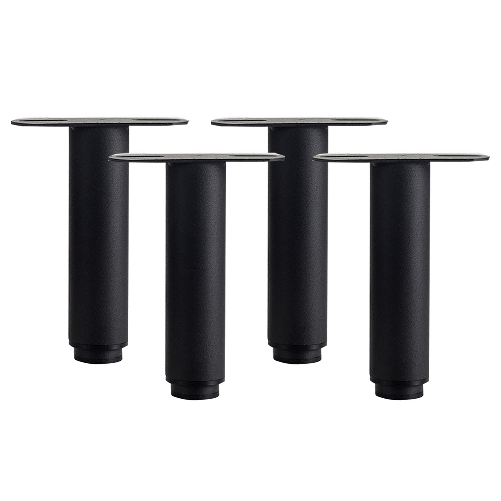 SoGuDio 4 Pcs Adjustable Steel Clamp Pipe Furniture Legs - 15cm/5.9in Metal Round Bed Feet with Screws, Heavy Duty Frame Support for Bed Center, Row Skeleton Foot - Perfect for Bed Frame Accessories, DIY Furniture Projects & Home Decor Upgrades