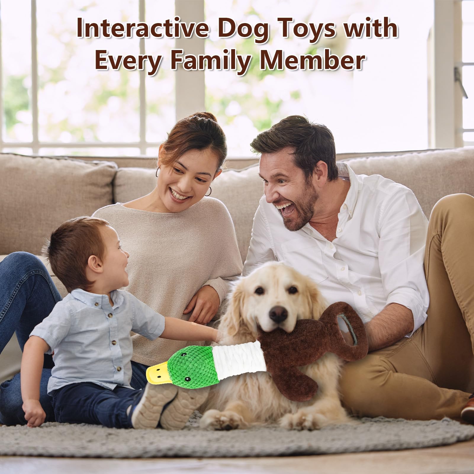 Durable Plush Duck Squeaky Dog Toy for Large Dogs - Interactive Chew Toy with Crinkle Paper & Tug of War Rope, Perfect for Aggressive Chewers, Playtime, and Training - Great Gift for Small, Medium & Big Dogs