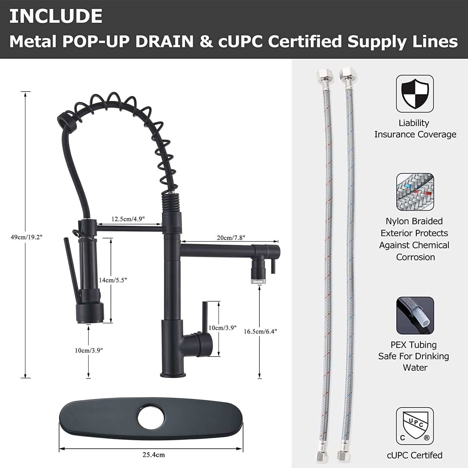 Stainless Steel Kitchen Faucet with Pull Down Sprayer for Modern Kitchens