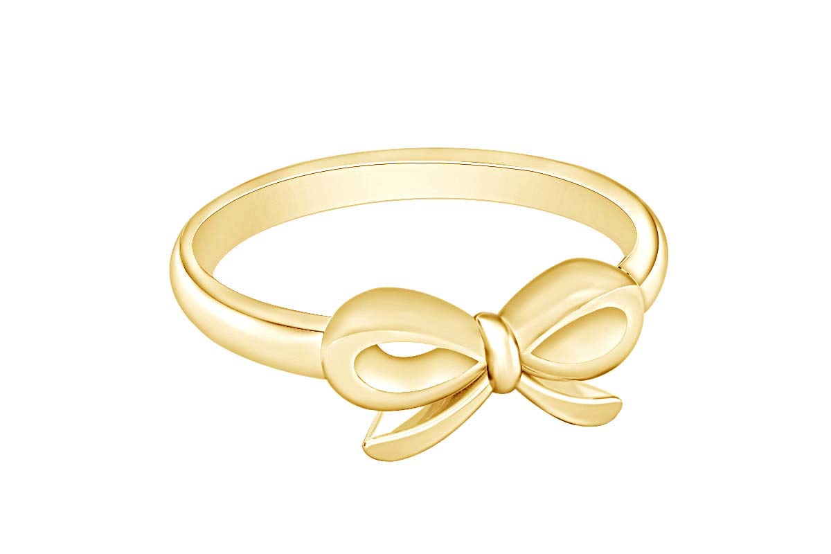 14K Gold Over Sterling Silver Infinity Bow Promise Ring - Elegant Engagement & Wedding Band for Women | Perfect Gift for Anniversaries, Valentine's Day & Special Occasions