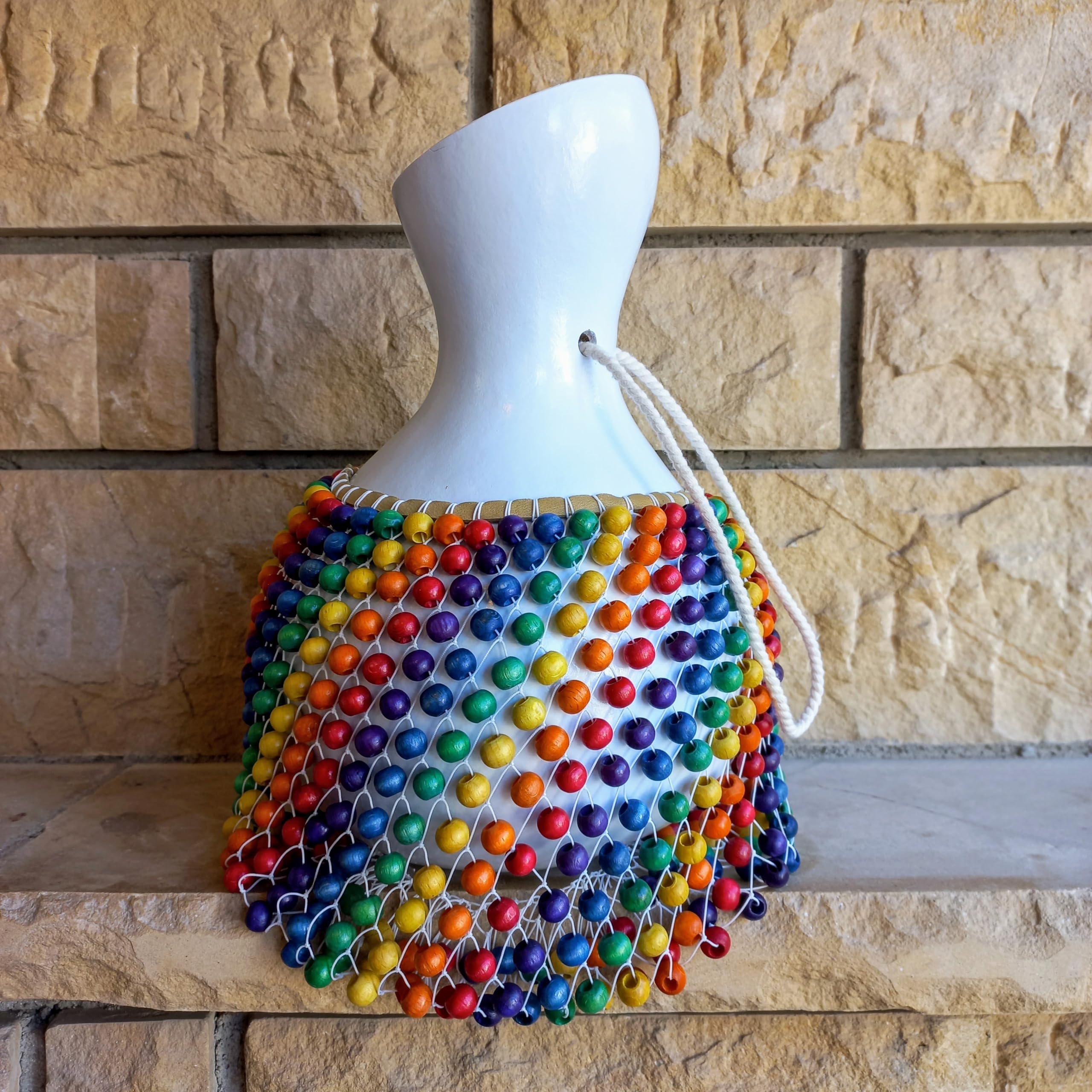 Vibrant Rainbow Beaded Gourd Shekere - Authentic African Percussion Instrument for Drumming & Music Performances | Perfect Musician Gift for Performers & Music Lovers | Great for Live Shows, Studio Recording & Cultural Events