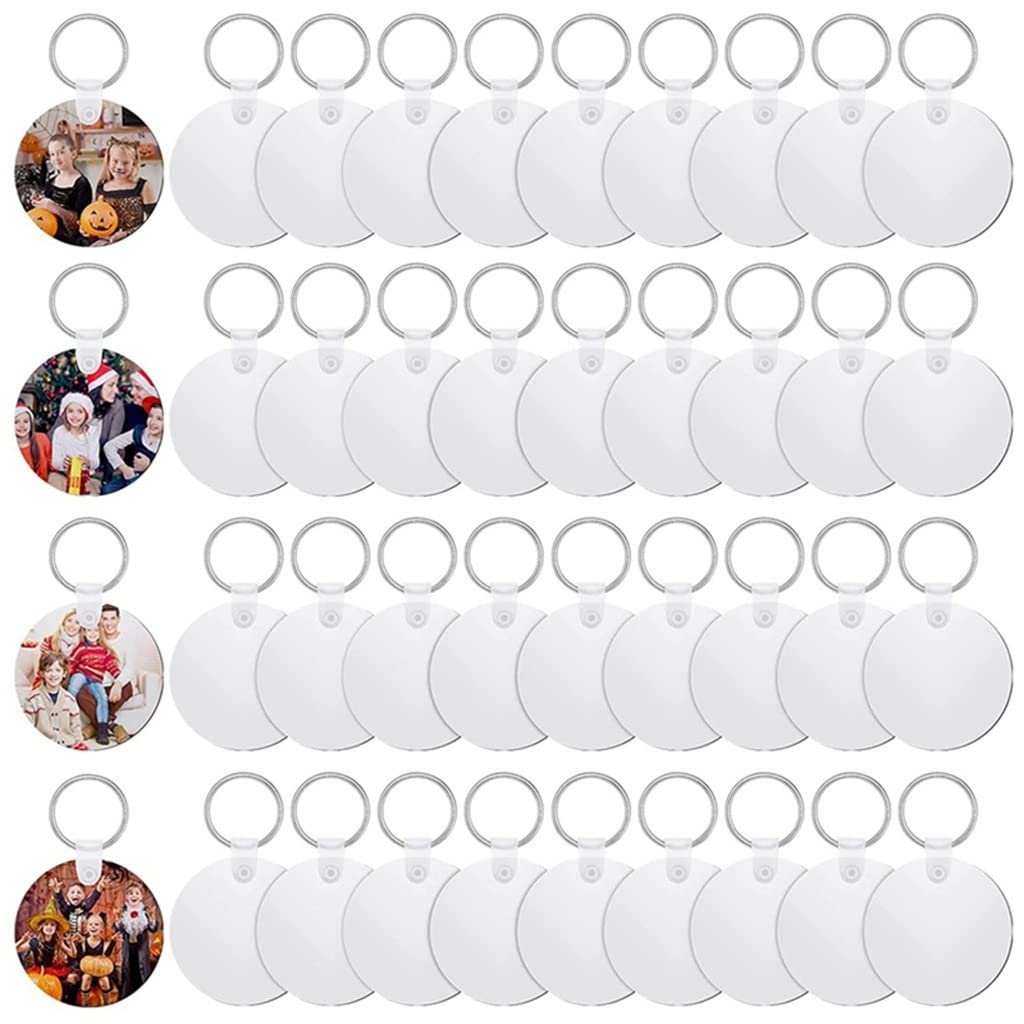 36-Piece Sublimation Blank Keychain Kit - DIY Heat Transfer Keychain Set with MDF Blanks (Round Shape, One Size) - Perfect for Custom Gifts, Promotional Items & Craft Projects