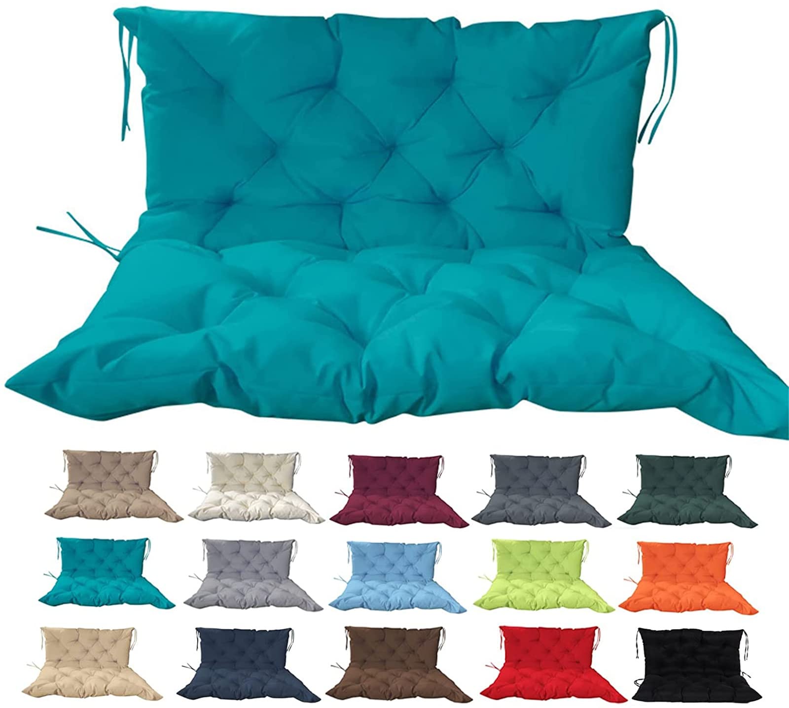 Outdoor Swing Cushions with Back Support - Washable Non-Slip Bench Cushion with Ties for 2/3 Seater Garden Furniture | Perfect for Patio, Deck, Porch & Outdoor Relaxation