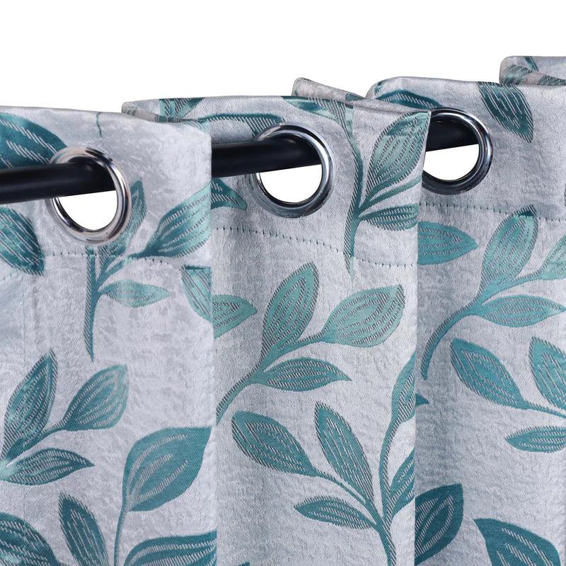 Machine Washable Blackout Curtains Set of 2 - Room Darkening Leaf Pattern Window Drapes for Bedroom & Living Room - Blocks Sunlight & Noise for Better Sleep