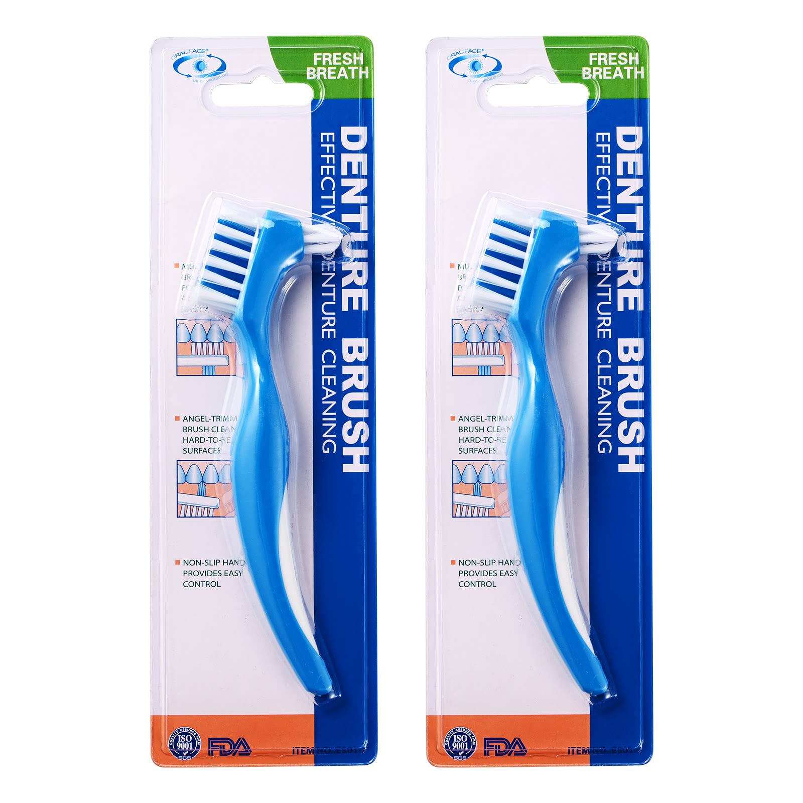 2 Pack Denture Cleaning Toothbrush with Multi-Layered Bristles - Soft & Hard Bristle Options for False Teeth Care - Perfect for Daily Denture Cleaning at Home or Travel