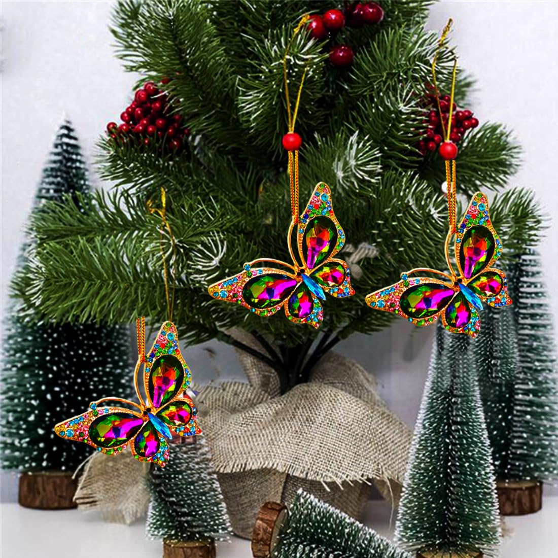 JUNQIU Monarch Butterfly Christmas Ornaments 2023 - Elegant Holiday Tree Decorations for Women & Kids - Perfect for Christmas Gifts, Home Decor, and Holiday Party Decorations