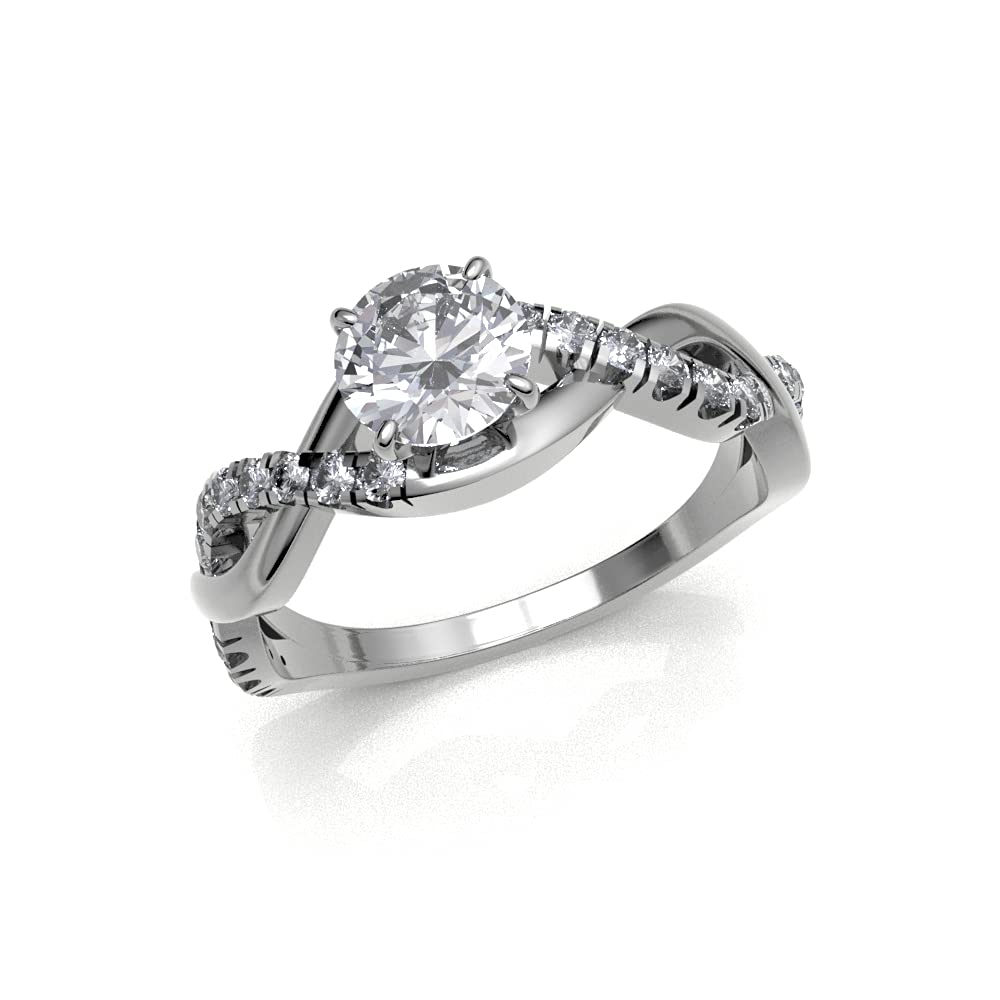 0.70 Carat Solitaire Diamond Engagement Ring 14K White Gold - 0.55 Carat Certified Center Diamond, Split Shank Setting, Infinity Wedding Band for Women (Color HI, Clarity I1/I2) - Perfect for Proposals, Anniversaries & Special Occasions