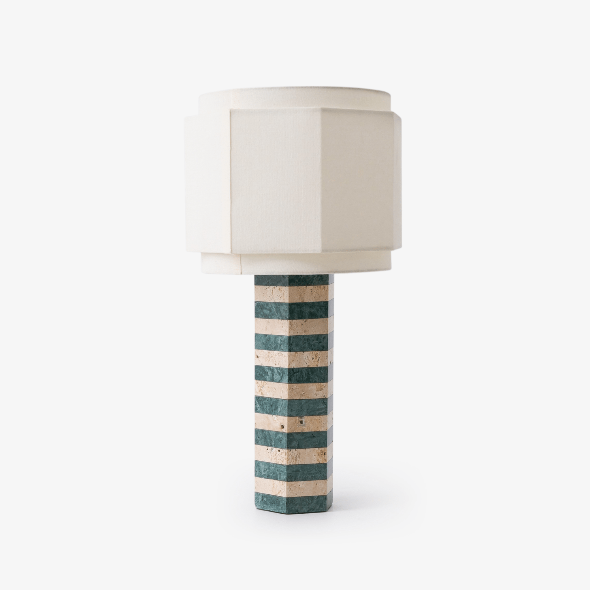 Modari Striped Stone Table Lamp - Modern Decorative Lighting for Living Room, Bedroom & Office - Dimmable LED Desk Lamp with Natural Stone Base