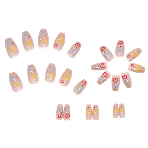 Elegant Pink Transparent Fake Nails with Small Diamonds - Women's Cute Press-on Nails for Beauty & Love (1ml, One Size) | Perfect for Parties, Weddings & Special Occasions