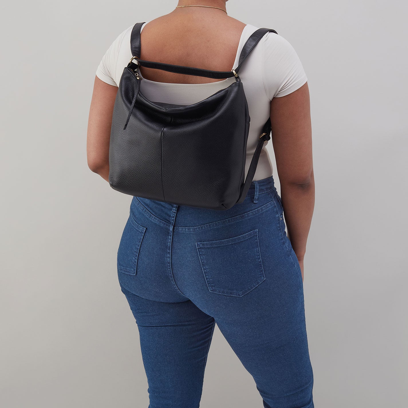 Emily Convertible Backpack in Pebbled Leather - Stylish Black Women's Shoulder Bag & Tote for Work, Travel & Daily Use